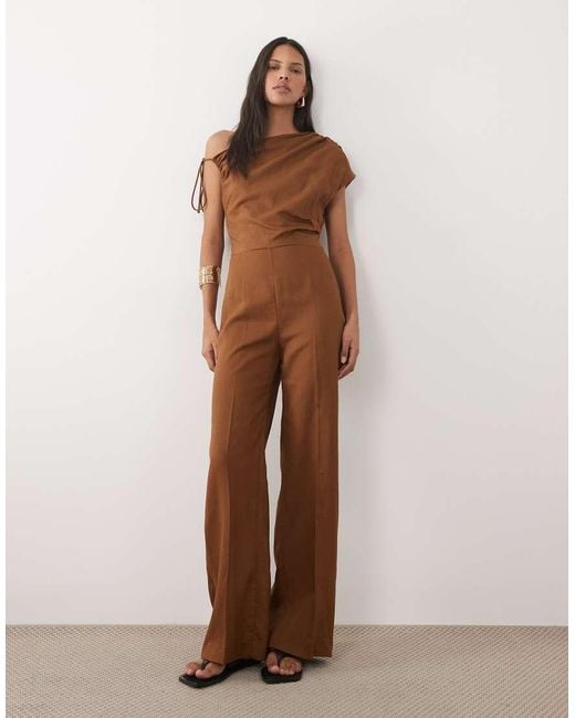 Mango Brown Asymmetric Jumpsuit