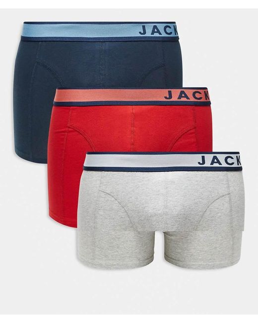Jack & Jones Multicolor 3 Pack Logo Trunks for men