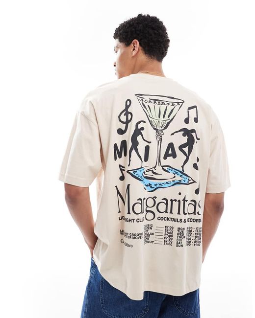 ASOS White Oversized T-shirt With Margarita Graphic for men