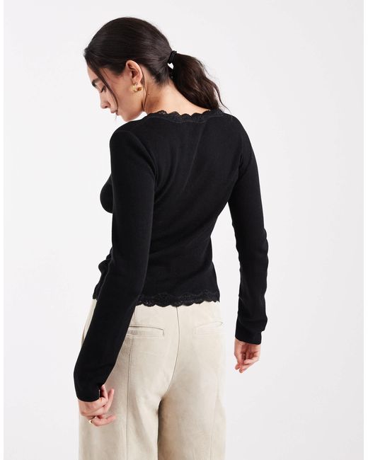 Gilet avec bords en dentelle - noir Miss Selfridge en coloris Black