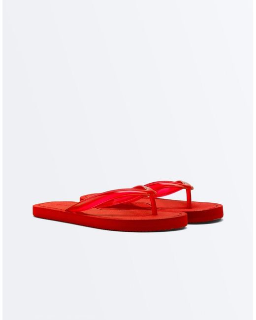 Oysho Red Textu Beach Sandals