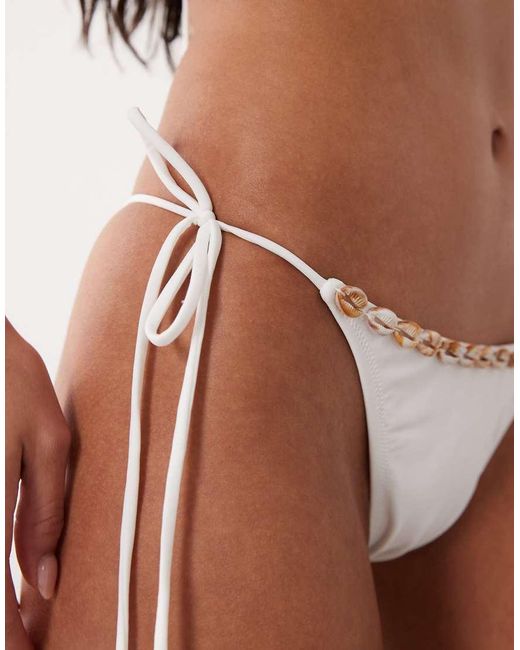 Candypants White Tieside Bikini Bottom With Shell Detail