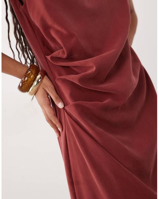 ASOS Red Column Slouchy Hip Maxi Dress Russet