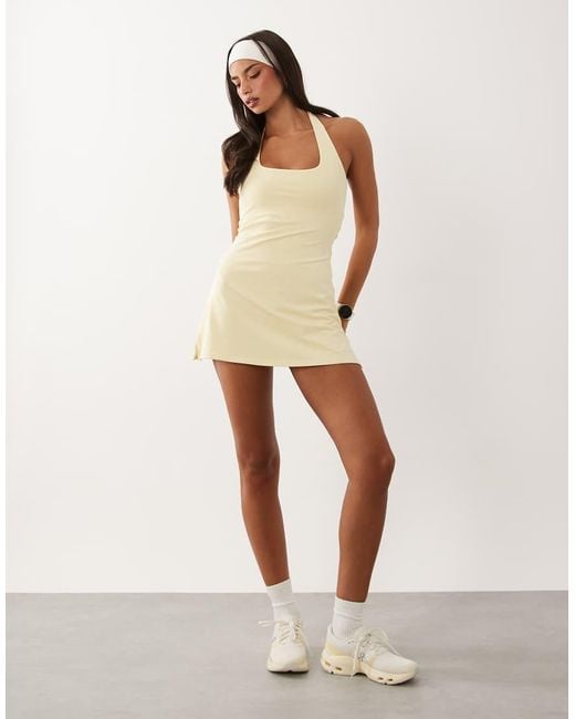 4505 Natural Active Halter Neck Tennis Dress With Under Shorts