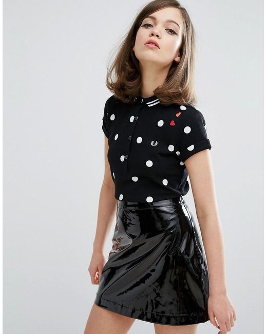 Fred Perry Amy Winehouse Foundation Polka Dot Pique Polo Shirt in Black |  Lyst UK