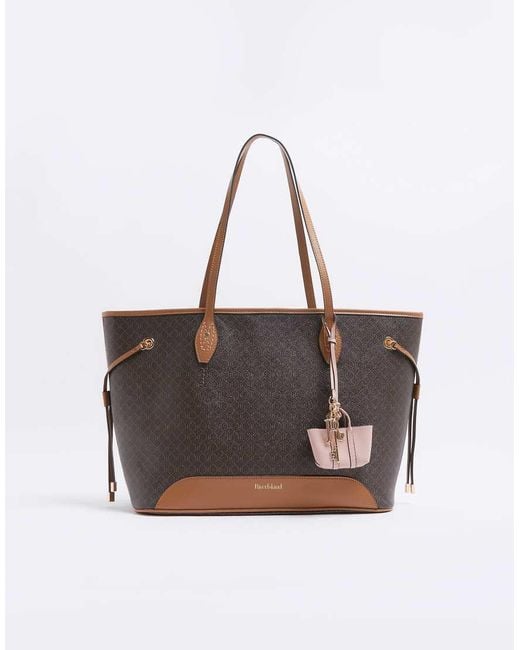 River Island Brown Ri Monogram Shopper Bag