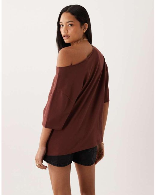 ASOS Red Slouchy Off-shoulder Oversized Tee