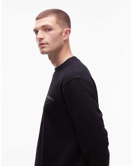 AllSaints Black Underground Leopard Sweatshirt for men