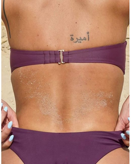 NA-KD Purple X Audrey Afonso Bandeau Ring Detail Bikini Top
