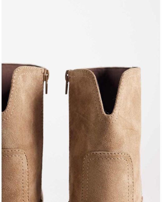 ASOS Natural Wide Fit Remone Heeled Western Boots