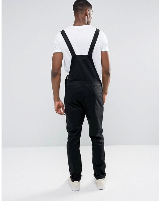 Asos Tall Chino Dungarees In Black in Black for Men Lyst
