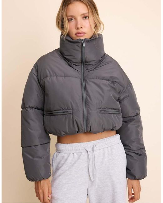 Stradivarius Natural Basic Hooded Padded Jacket
