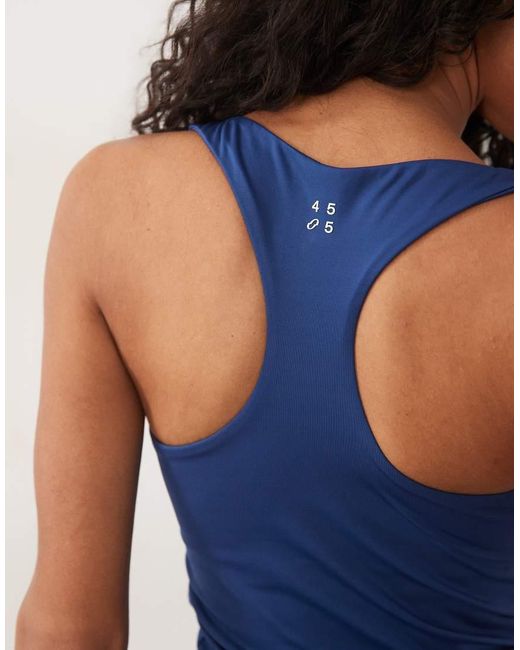 4505 Blue Active Scoop Neck Racer Back Vest With Inner Bra