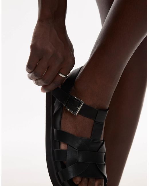 TOPSHOP Black Jason Flat Sandal