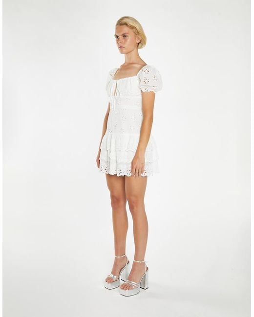 Collective The Label White Milkmaid Broderie Mini Dress