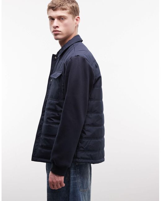 ASOS Blue Regular Quilted Liner Jacket for men