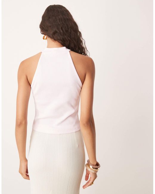 ASOS White Rib Racer Neck Racer Top