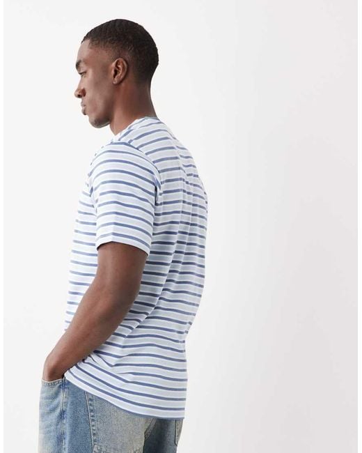 Threadbare Blue Short Sleeve Stripe T-shirt for men