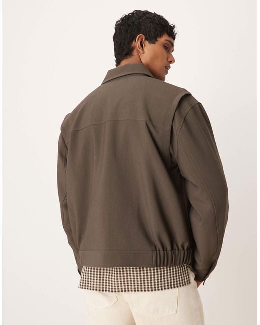ASOS Brown Smart Harrington Jacket for men