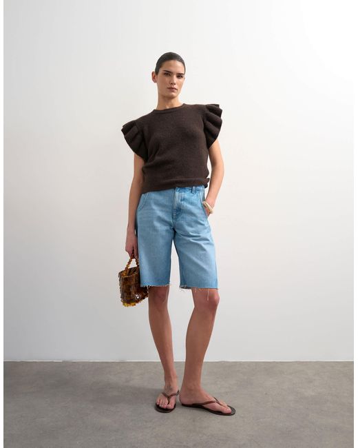 TOPSHOP Black – kurzärmliges strickoberteil