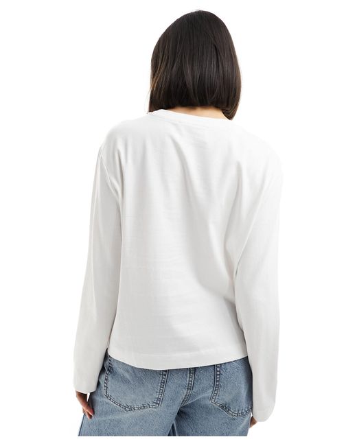 SELECTED White Femme Boxy Long Sleeve T-shirt