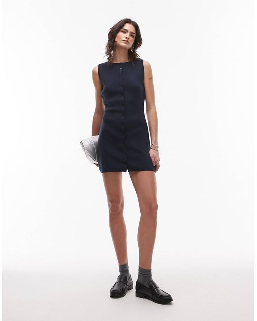 Robe courte en maille compacte TOPSHOP en coloris Blue