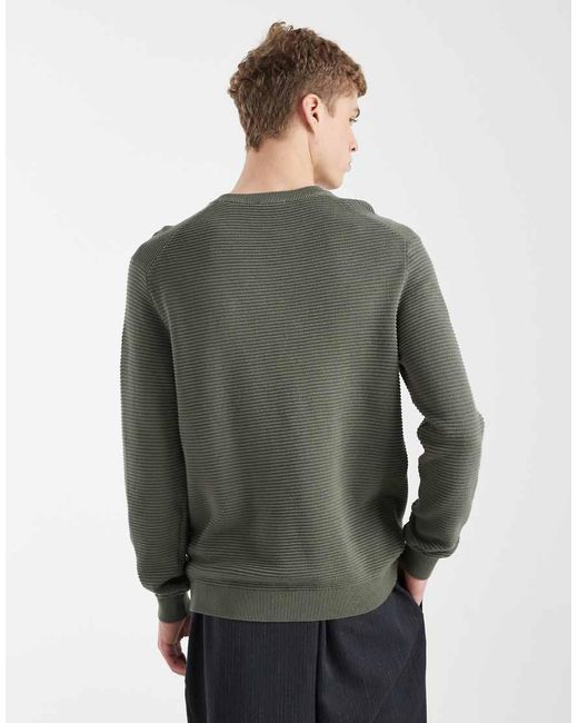 Only & Sons Gray Crew Neck Ribbed Sweatshirt for men