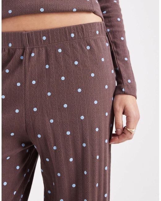 Miss Selfridge Brown Wide Leg Pointelle Lounge Trouser Co-ord