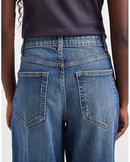 Vero Moda Blue Zelda High Rise Barrel Leg Jeans With Pocket Detail