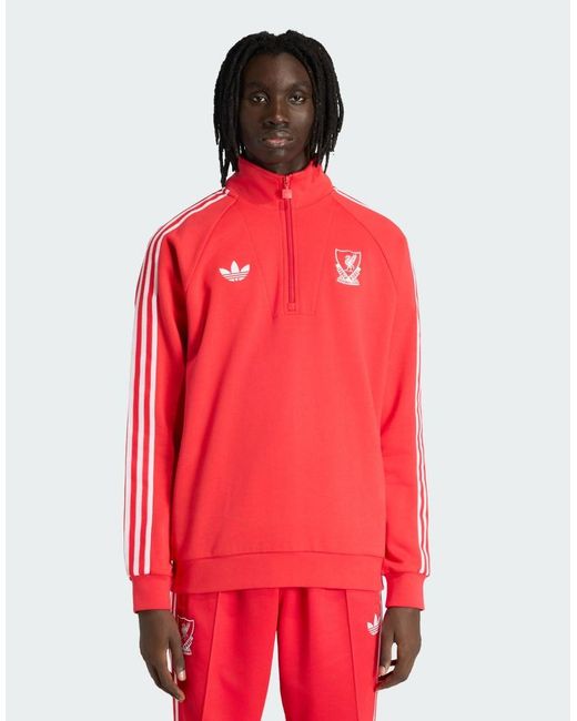 Adidas Originals Red Liverpool Fc Originals Half Zip Top for men