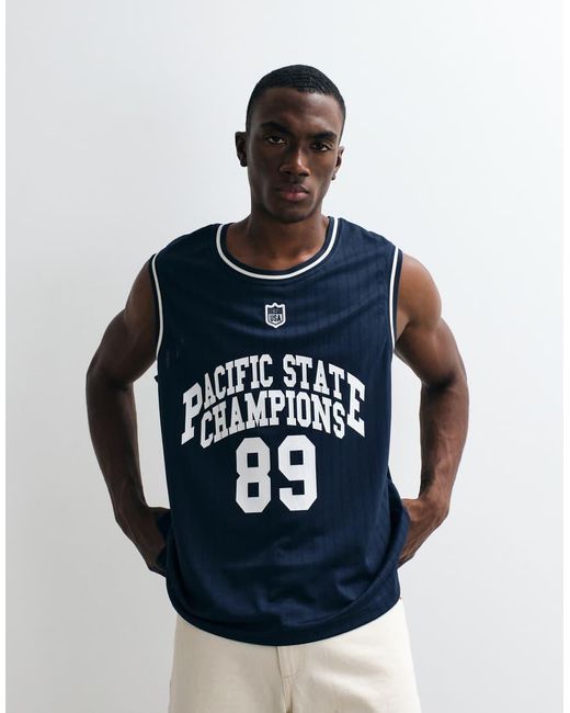 River Island Black 'Pacific State Champions' Vest for men