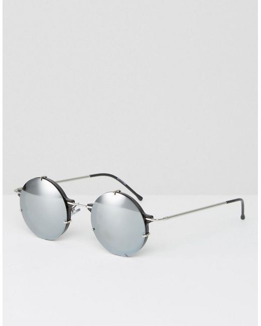 Spitfire Black Round Sunglasses With Silver Mirror Lens for men