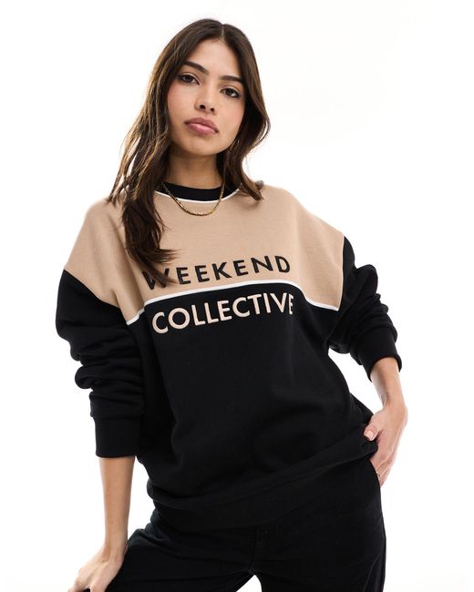 ASOS Black Asos Design Weekend Collective Oversized Colour Block Sweatshirt