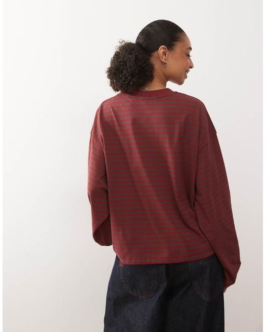 Lioness Red Bloom Cotton Blend Long Sleeve Crew Neck Boxy T-shirt