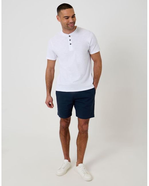 Threadbare Blue Shorter Length Stretch Chino Shorts for men