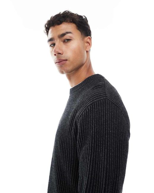 Jack & Jones Blue Oversized Thick Ribbed Jumper for men