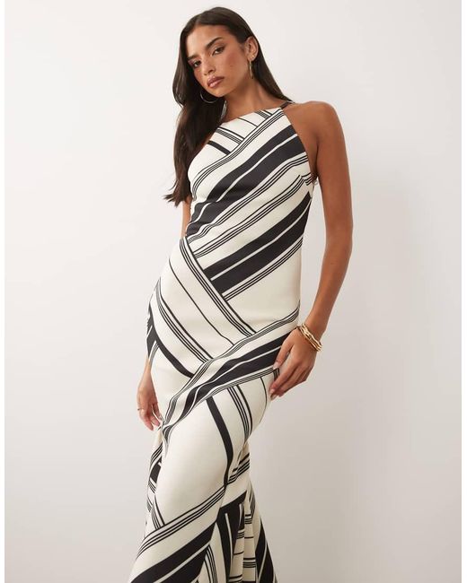 ASOS White High Neck Fishtail Maxi Dress With Open Back