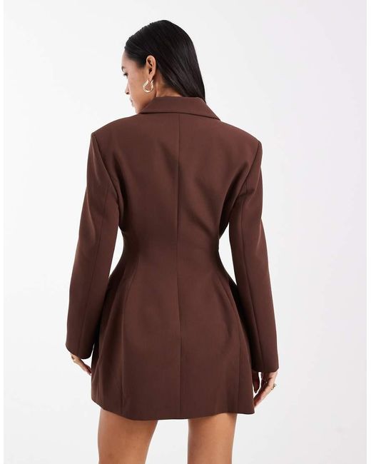 ASOS Brown Cinch Blazer Mini Dress