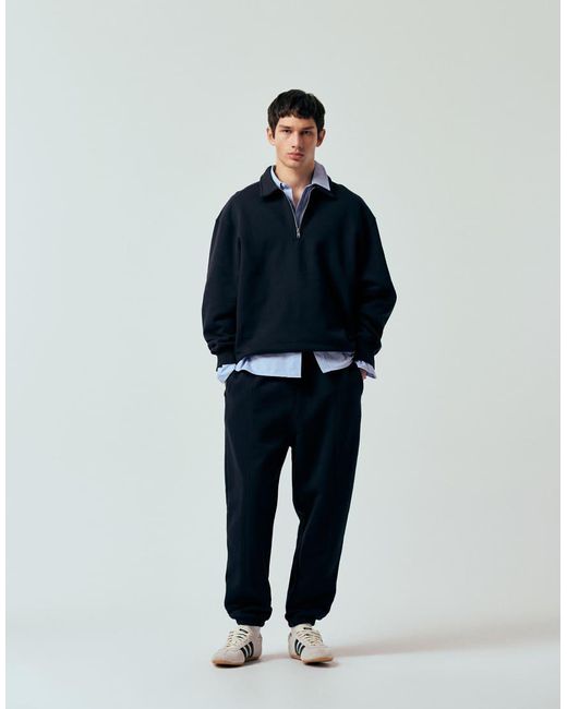 ASOS Blue Co-ord Tapered Heavyweight joggers With Pleats for men