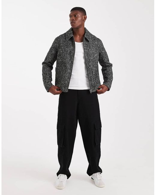 ASOS Harrington Jack Met Wollook in het Gray voor heren