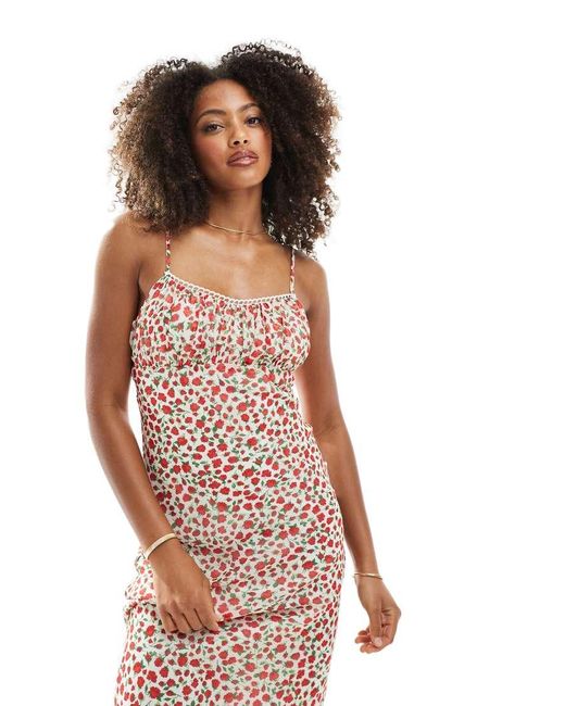 Vestito Midi Con Spalline Sottili A Fiorellini di New Look in White
