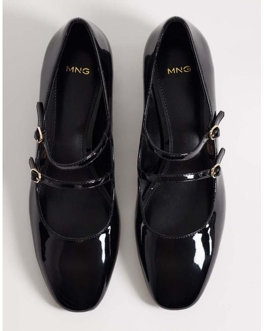 Mango Black Kitten Heel Mary Janes