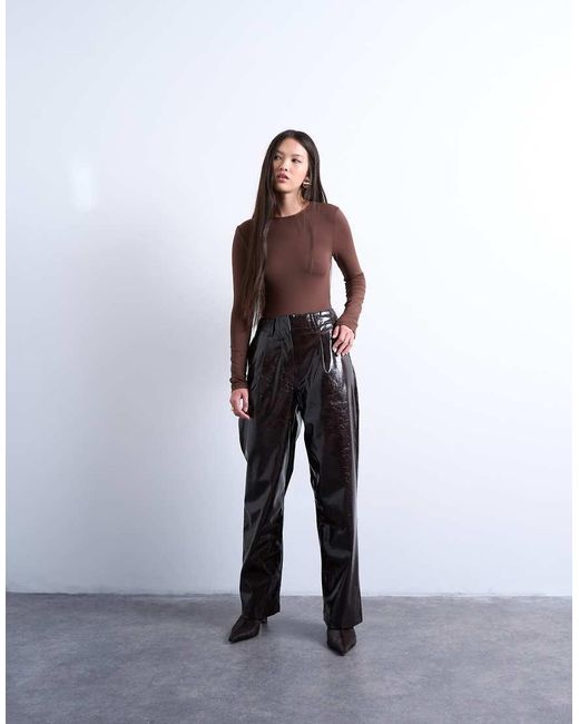 TOPSHOP White Slinky Long Sleeve Knot Back Detail Bodysuit