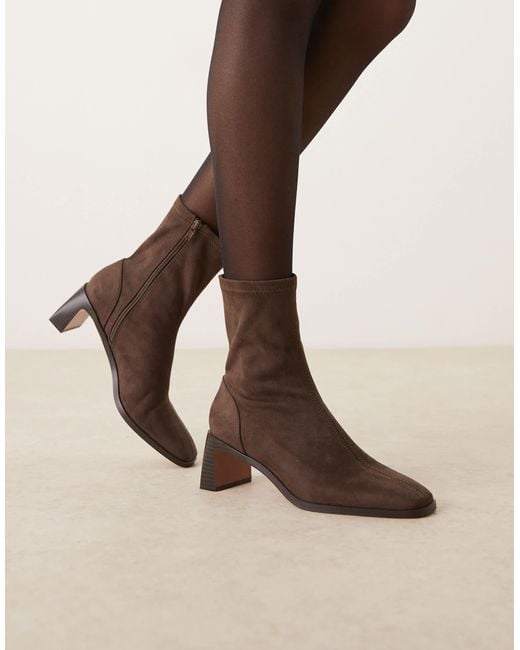ASOS Brown Wide Fit Rush Ankle Boots With Set Back Heel
