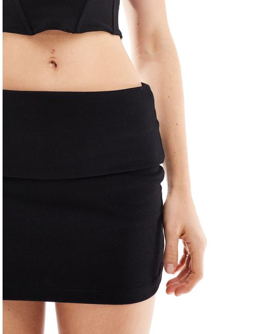 Bershka Black Fold Over Waistband Mini Skirt