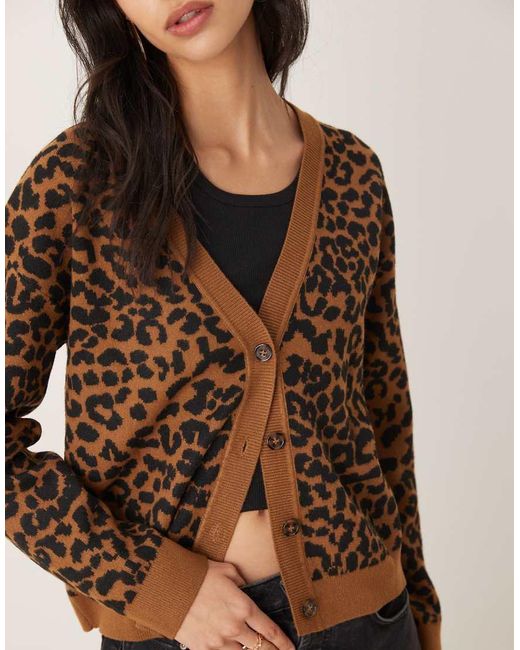 Mango Brown V Neck Cardigan