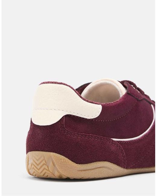 Stradivarius Purple Flat Sole Trainers With Leather Details
