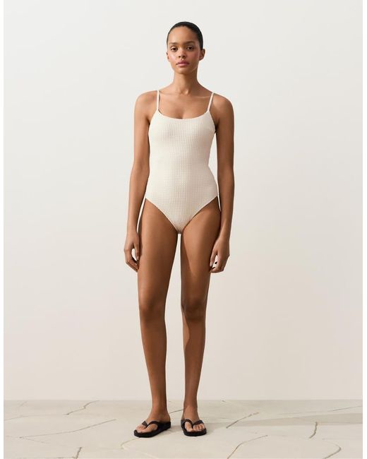 Oysho White Bubble-Texture Crochet Triangle Swimsuit