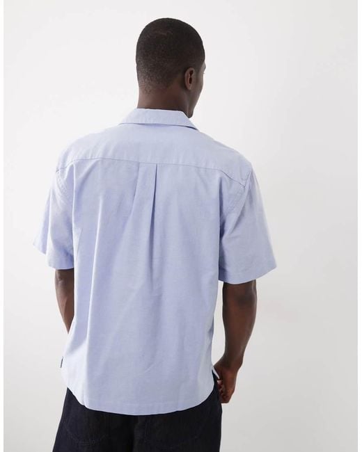 SELECTED Blue 100% Cotton Short Sleeve Shirt for men