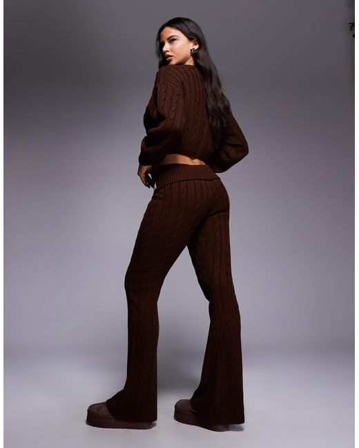ASOS Brown Weekend Collective Cable Knit Flared Trouser